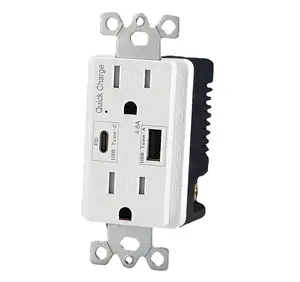 USA USB receptacle 15A 125V with 2 ports Type A Type C quick charge QC PD USB Receptacle plug,4.8A, TR USB Outlet Socket,UL