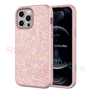 Vente en gros de trois couches de paillettes Bling mignon <span class=keywords><strong>coque</strong></span> de téléphone TPU souple et couverture de PC dur pour Iphone 11 12 13 14 pro max XR XsMax 8 Plus - Product Image 3