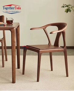 Chaise en bois massif durable avec dossier stable, couleur bois naturel, structure en bois de caoutchouc, noyer noir, chaise à bec de canard - Product Image 4