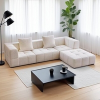Juego de Sofás Seccionales Modernos para Sala de Estar, Comprimidos al Vacío Sofá Modular en Forma de L de Espuma de Alta Densidad y Tela