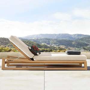 Chaise longue <span class=keywords><strong>de</strong></span> <span class=keywords><strong>jardin</strong></span> en teck pour villa, mobilier d'extérieur <span class=keywords><strong>de</strong></span> luxe, chaise longue individuelle en bois massif moderne pour la plage - Product Image 5