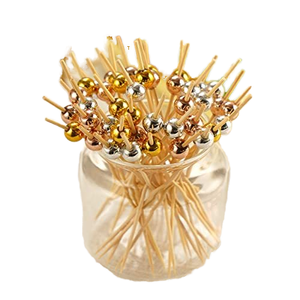 ไม้จิ้มฟันไม้ไผ่สำหรับค็อกเทล100ชิ้นไม้ไผ่แบบใช้แล้วทิ้งไม้เ<span class=keywords><strong>สี</strong></span>ยบอาหารงานปาร์ตี้พร้อมมุกสีชมพูวัสดุไม้สำหรับตกแต่ง - Product Image 2