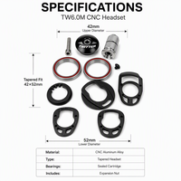TW6.0M FENGCHI Rennrad Hintere Verstellbare Aluminium-Legierung Steuersätze Konisch 42-52MM Pulverbeschichteter Rahmen Lager Vordergabel