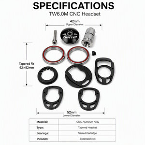 TW6.0M FENGCHI Forcella Anteriore per Bicicletta da Strada con Cuscinetti Regolabili in Lega di Alluminio, Conica 42-52MM, Rivestimento a Polvere - Product Image 1