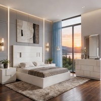 Ensemble de meubles de chambre à coucher de luxe moderne, taille king size, hauteur réglable, 5+ tiroirs, cadre en bois MDF, couleur au choix, maison, hôtel, appartement