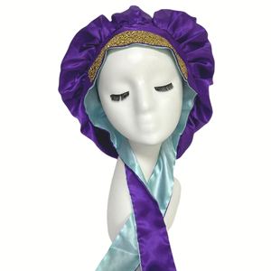 Bonnet de nuit tendance en strass très élastique pour femmes et hommes, doux et confortable, turban pour cheveux bouclés ou en phase chimiothérapie - Product Image 2