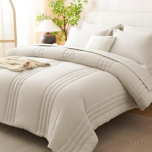All Seasons Luxury Queen Size Comforter <strong>Sets</strong> 7 Piece Soft <strong>Bedding</strong> <strong>Set</strong> <strong>Beige</strong> Comforter <strong>Set</strong> with Sheets - Product Image 1