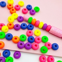 Perles intercalaires en acrylique dépoli couleur néon 51338, grandes perles à trou pour stylos, perles classiques en vrac pour chaînes de téléphone, porte-clés, fabrication de stylos DIY