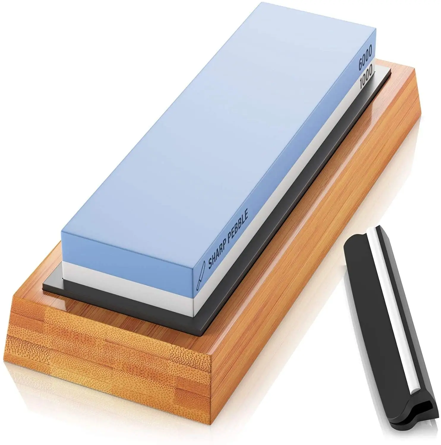Premium Whetstone Knife Sharpening Stone 2 Side Grit 1000/6000 Waterstone- Whetstone Knife Sharpener- NonSlip Bamboo Base Angle