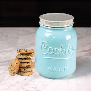 Mason kurabiye kavanozu ve mutfak aleti tutucu seti-büyük hava geçirmez seramik kurabiye kavanozu kurabiye kavanozu-eski çiftlik evi mutfak aleti tutucu-rustik dekoratif - Product Image 3