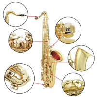 OEM ODM Wholesale High Quality High Grade Gold Lacquer B Flat Tenor Saxophone Wind Instrument Customizable Professional