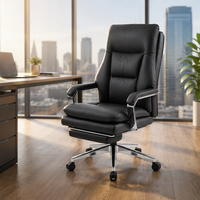 Chaise de bureau exécutive en cuir, chaise de bureau ergonomique pivotante de luxe, chaise à dossier haut avec accoudoirs réglables en hauteur pour le travail de bureau