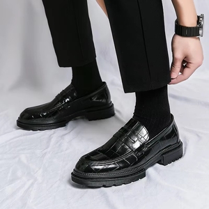 Mocassins pour hommes à imprimé croco, <span class=keywords><strong>chaussures</strong></span> habillées décontractées à semelle épaisse et confortables pour le bureau et le quotidien - Product Image 3