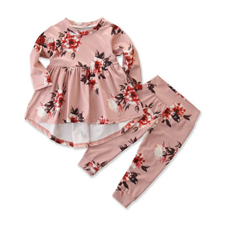 WHS128 Pertanian Bayi Pakaian Butik Pakaian Set Lengan Panjang Gaun Anak Celana Anak Pakaian