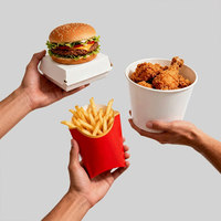 Boîte à nourriture en papier personnalisée avec motif anti-fuite pour hamburger, frites, poulet, pizza, salade, boutique de collations de la Coupe du monde