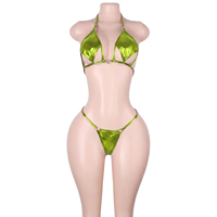 Ensemble de vêtements de danse exotique personnalisé avec logo, haut de bikini en métal ajouré deux pièces et string, pour danseuses de club, soirées et raves