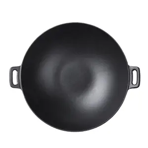 14 "Commerciële Friteuse Gietijzeren Koken Wok