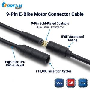 Conector Impermeable DREAM de 9 Pines IP65, Cable de Motor Macho-Hembra Chapado en Oro para Bicicleta Eléctrica, Uso en Exteriores - Product Image 2