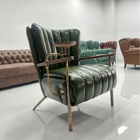 Fauteuil Cigar en Cuir Véritable avec Plateau et Accoudoirs Métalliques, Confortable pour Longues Sessions, Idéal pour Salon et Café, Très Populaire sur Internet