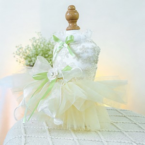Vestido de Princesa para Boda Charlotte, Falda de Tul, Estilo Verde Fresco, Ropa para Perro, Lindo Vestido Bordado de Poliéster para las Cuatro Estaciones - Product Image 1