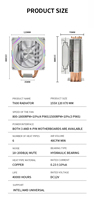 Ventilateur de refroidissement CPU silencieux LED coloré de haute qualité Cool Storm 120 mm, 6 tubes en cuivre, refroidisseur de boîtier d'ordinateur de jeu, certifié CE