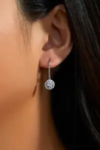 Fashion Wedding Jewelry Earrings Women Luxury Minimalist Crystal Zircon Geometric Dangle Drop Hoop Earring