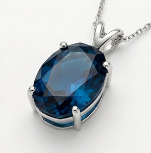 <b>Blue</b> Fancy Zircon Pendant Vintage Silver Tone <b>Necklace</b> Link Chain Jewelry for Women Wedding Gift - Product Image 3