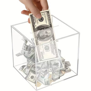 Caja de Dinero Cuadrada de Acrílico Transparente con Cerradura, Caja de Votación, Caja de Ahorros de Gran Capacidad para Niños - Product Image 5