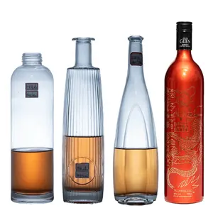 Wholesale Hot Sale 375ml 500ml 700ml 750ml 1000ml Whisky Vodka Gin Liquor Spirits Clear Glass Wine Bottle