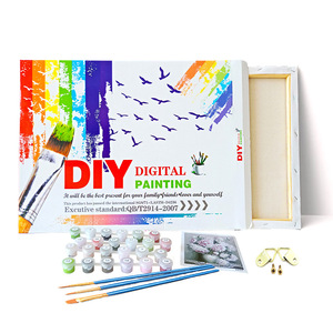 Venta caliente al por mayor dibujo pintura DIY pintura al óleo lienzo Kits pintura por números para adultos niños con pinceles - Product Image 1