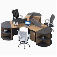 Bureau de travail modulaire moderne et créatif pour 3 personnes, poste de travail de bureau en espace ouvert, tables de bureau en gros