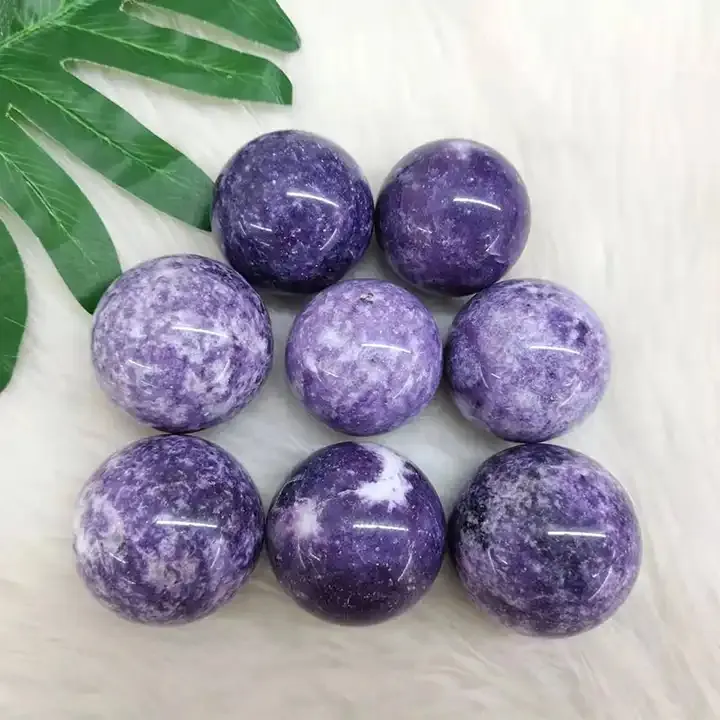 レピドライト球体クリスタルストーン天然紫マイカストーン装飾用