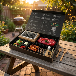 Caja de almuerzo desechable de cartón para barbacoa con carbón, parrilla incorporada sin humo, seguridad contra llamas, fácil de limpiar, barbacoa moderna y rápida - Product Image 2