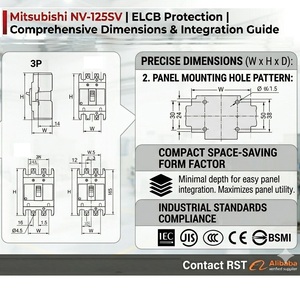 เครื่องตัดวงจรการรั่วไหลของดิน NV-125SV 3P 125AF เบรกเกอร์ Elcb NV-125SV เบรกเกอร์ตัดวงจรโลกรั่ว elcb NV- - Product Image 3