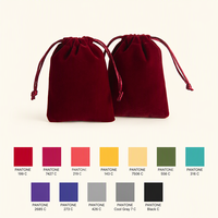 Pochette à bijoux en velours bordeaux doux pour l'emballage cadeau, le rangement et les commandes de vente au détail