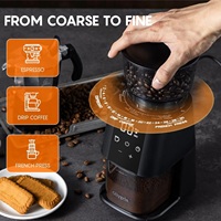 Moulin à café domestique à commande tactile numérique, 30 niveaux de réglage, moulin à expresso antistatique à plasma, pour les détaillants d'articles ménagers