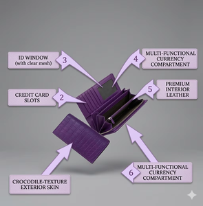 Cartera larga para hombre Wriza, diseño de cocodrilo, cuero de primera calidad, color morado, diseño elegante y delgado, con caja de regalo de lujo - Product Image 3