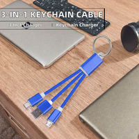 Cadeau promotionnel, logo personnalisé, porte-clés 3 en 1, câble tressé en PVC, charge rapide, chargeur magnétique pour téléphone, connecteurs USB-C Micro USB