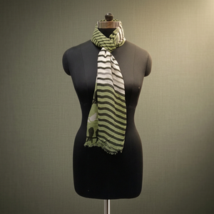 Bufanda Reversible de Algodón a Rayas para Mujer, Larga, para Todas las Temporadas, Uso Diario, con Patrón Verde y Blanco, Accesorio de Moda - Product Image 2