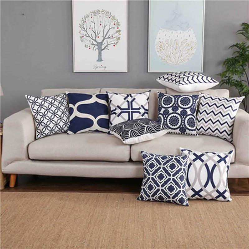 Crewel Ricamo Geometrico Tiro Cuscino Copertina in lino cuscino copre 20x20 cuscino del divano covers