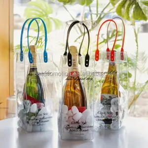 Tote Bag Design Clear Wine Carrier Bag Beer Bottle Bag Transparent Wine Ice Bag With Customized Logo