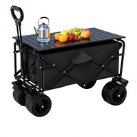 Chariot de camping pliable, chariot de pique-nique d'extérieur, remorque de camping portable, chariot multifonctionnel pour vendeurs ambulants, chariot de camping-car avec poignée