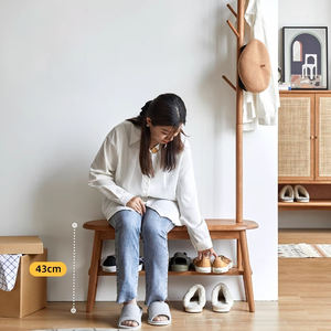 <span class=keywords><strong>Perchero</strong></span> de madera con forma de árbol de roble de madera maciza nórdica con taburete de cambio de zapatos muebles de entrada con <span class=keywords><strong>perchero</strong></span> para sombreros - Product Image 4