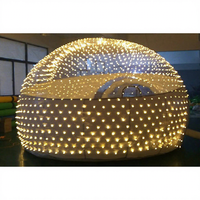 Tente à bulles gonflable transparente pour éclairage, dôme d'air transparent igloo avec LED pour complexe hôtelier