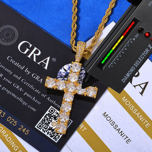 จี้ครอสโมอิสซาไนต์ชุบทอง 18K เงินแท้ 925 VVS สไตล์ฮิปฮอป ประดับเพชรหรูหรา รับรองโดย GRA ผ่านการทดสอบเพชร - Product Image 2