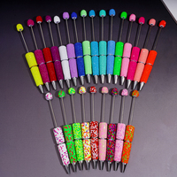 Stylos à perles en argile couleur bonbon fluorescente, entièrement recouverts de strass brillants, faits à la main, pour la création de stylos perlés DIY