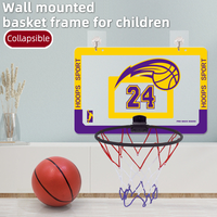 Panier de basket mural pliable avec logo personnalisé, panneau de basket suspendu sans perçage pour l'entraînement à domicile des enfants