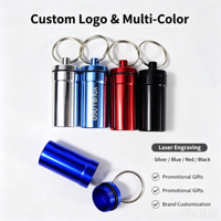 Boîte à pilules en alliage d'aluminium étanche, porte-clés, mini conteneur portable pour médicaments, rangement EDC extérieur, possibilité de logo personnalisé