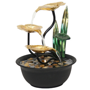 Desktop Water Feature With Gold Leaves And Green Plants <b>Electric</b> Indoor Decor For Home Office <b>Desk</b> Gift - Product Image 5