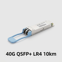 XINHAOZE Transceiver Serat Optik Kelas Industri 40G QSFP+ LR4 DDM 10km SMF LC Duplex Kabel LAN Interkoneksi Pusat Data